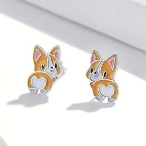 NEW‎ Corgi Dog Puppy Orange & White Fashion Stud Earrings